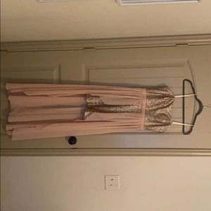 Gold and Light Pink High Low Cocktail Dress